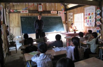 Talking to a group of fourth grade students in rural Vietnam in 2007.